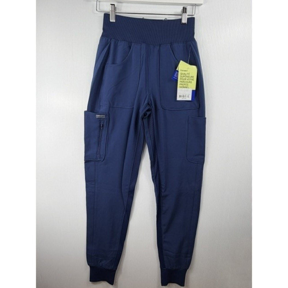 Landau Cargo Jogger Pant Womens XXS Navy Blue Premium Scrub Medical Dental Relax